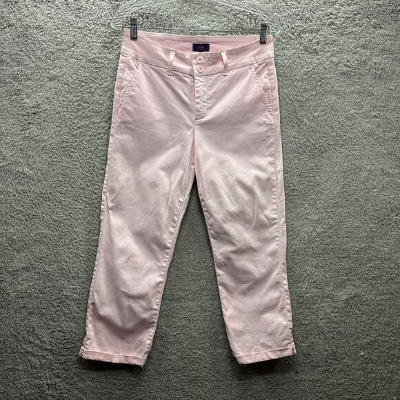 NYDJ Size 6 Pink Capri Stretchy Pants Rhinestones on Cuffs Comfort Casual - Picture 1 of 13